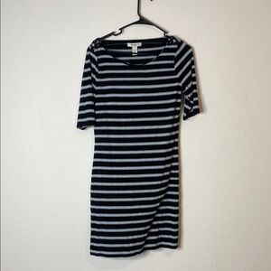 White House Black Market Black and White Striped Midi Dress